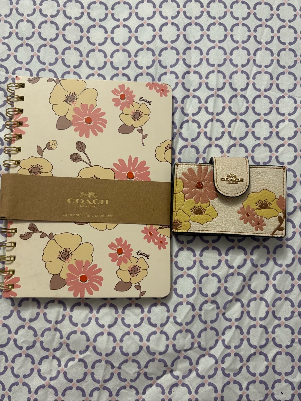 COACH Limited Edition Floral  Notebook & Leather Card Holder Matching Set –Rare